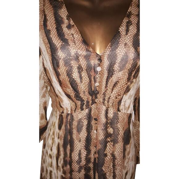 NWT Taylor Sz 8 Tan & Brown Animal Print Midi Dress - Picture 2 of 8